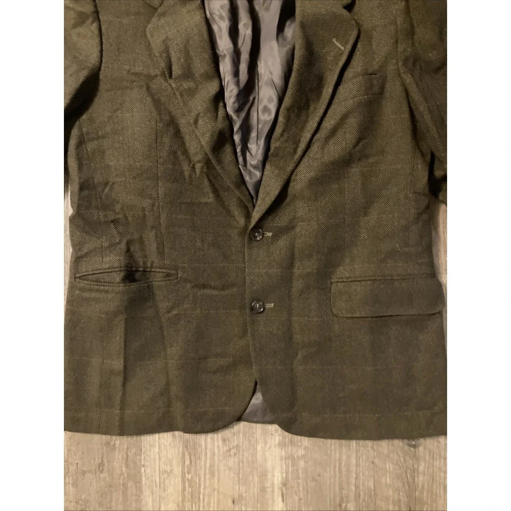 Vintage Banana Republic 44R Brown Herringbone Wool Blazer USA